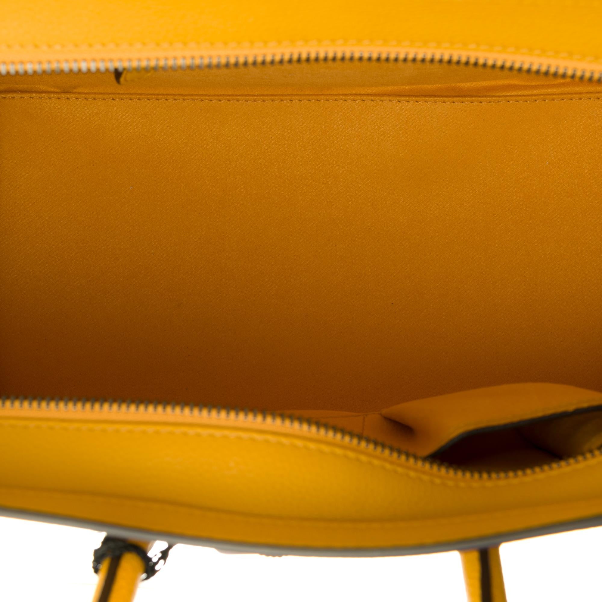 Brand New / Céline Luggage Mini handbag in yellow calfskin with silver hardware In New Condition In Paris, IDF