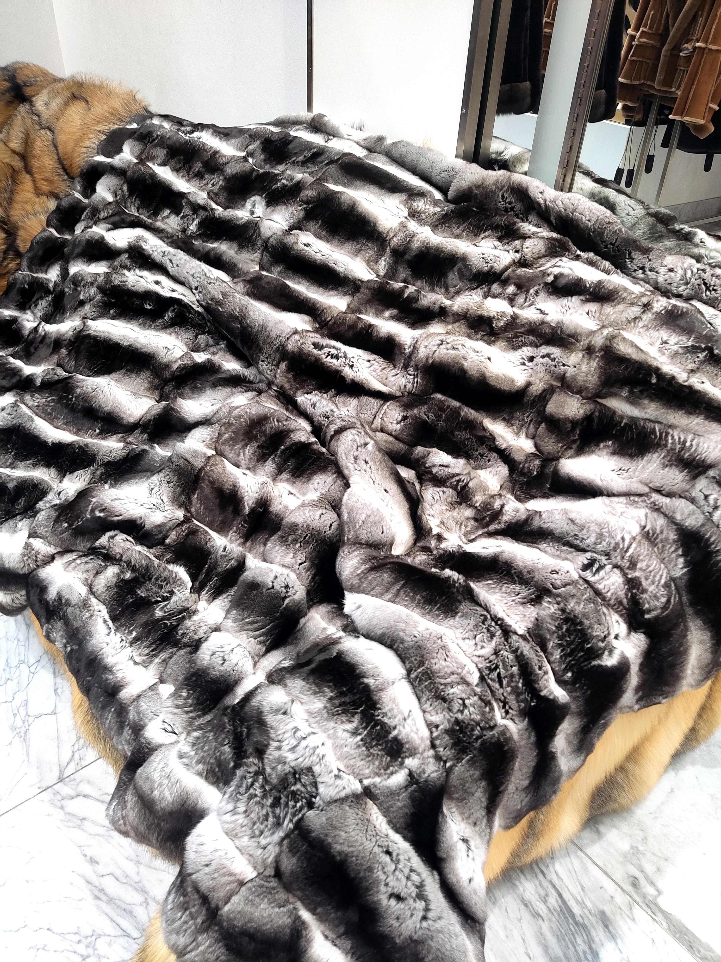 Brand new Chinchilla Fur Blanket (Queen Size 75X60