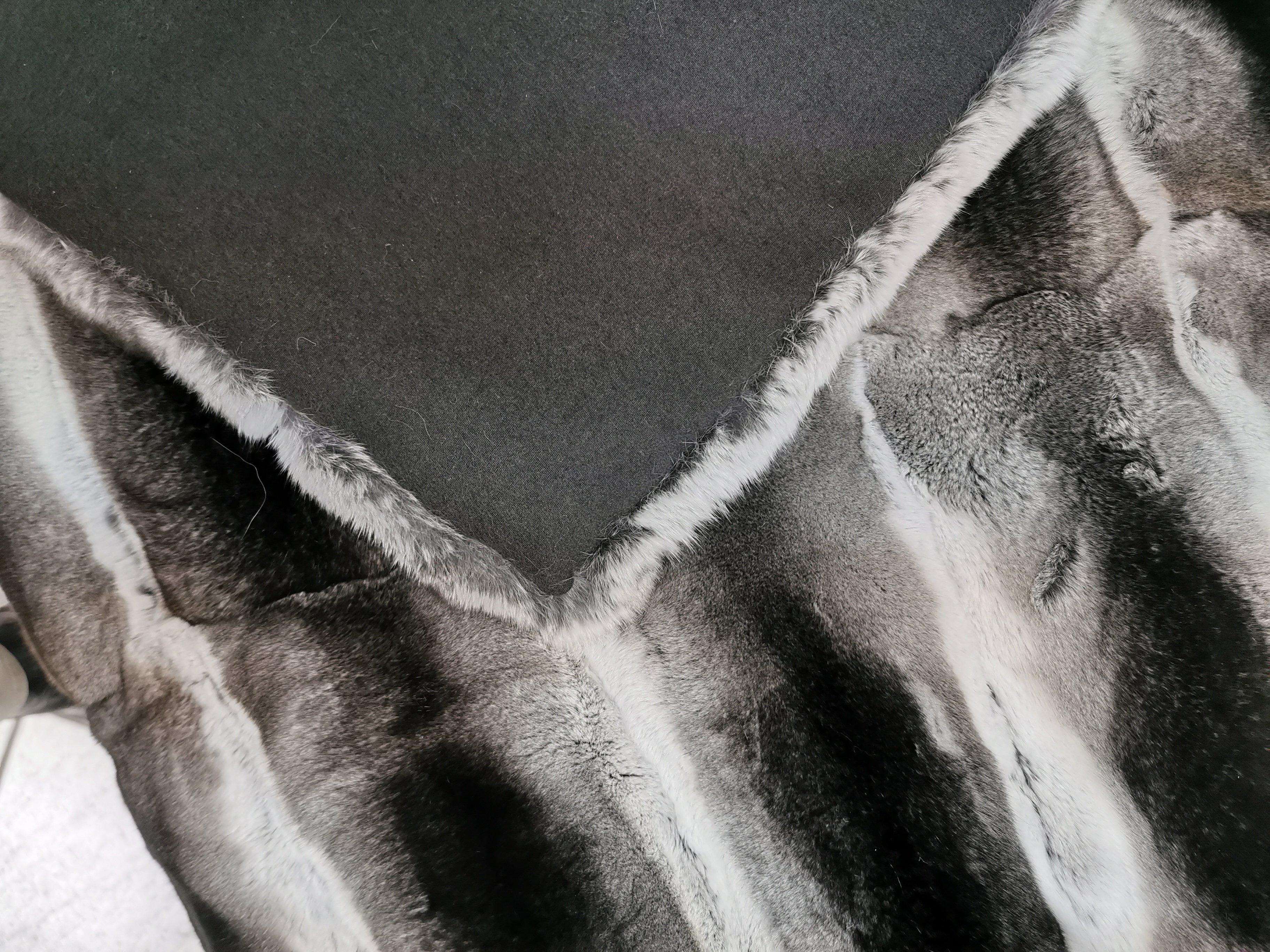 Gray Brand New Chinchilla Fur Blanket (Size 40