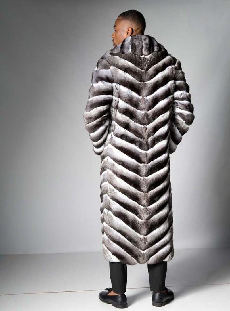 new chinchilla men's fur coat size 