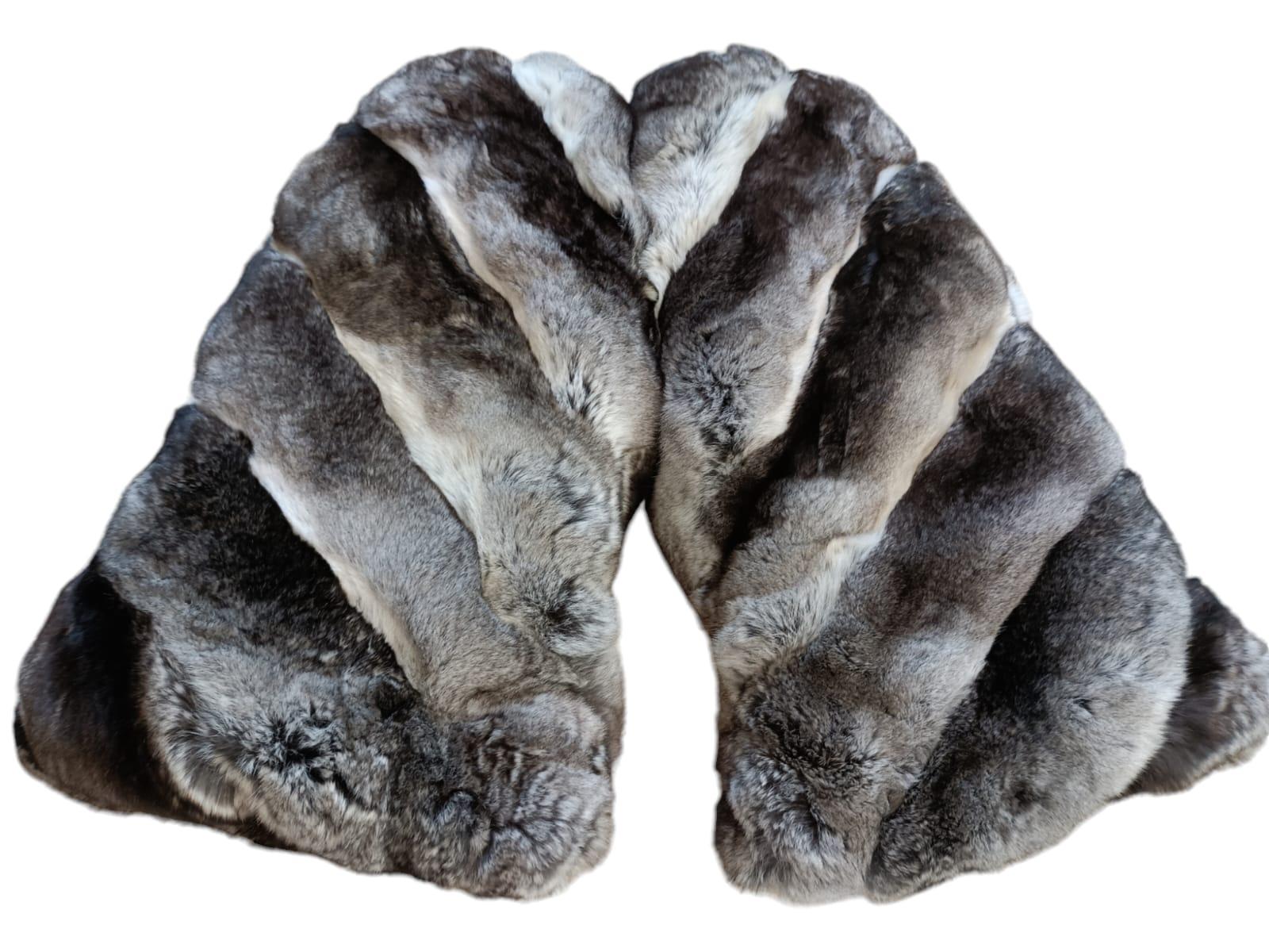 Gray Brand New Chinchilla Fur Mittens with Sheared Beaver Lining For Sale