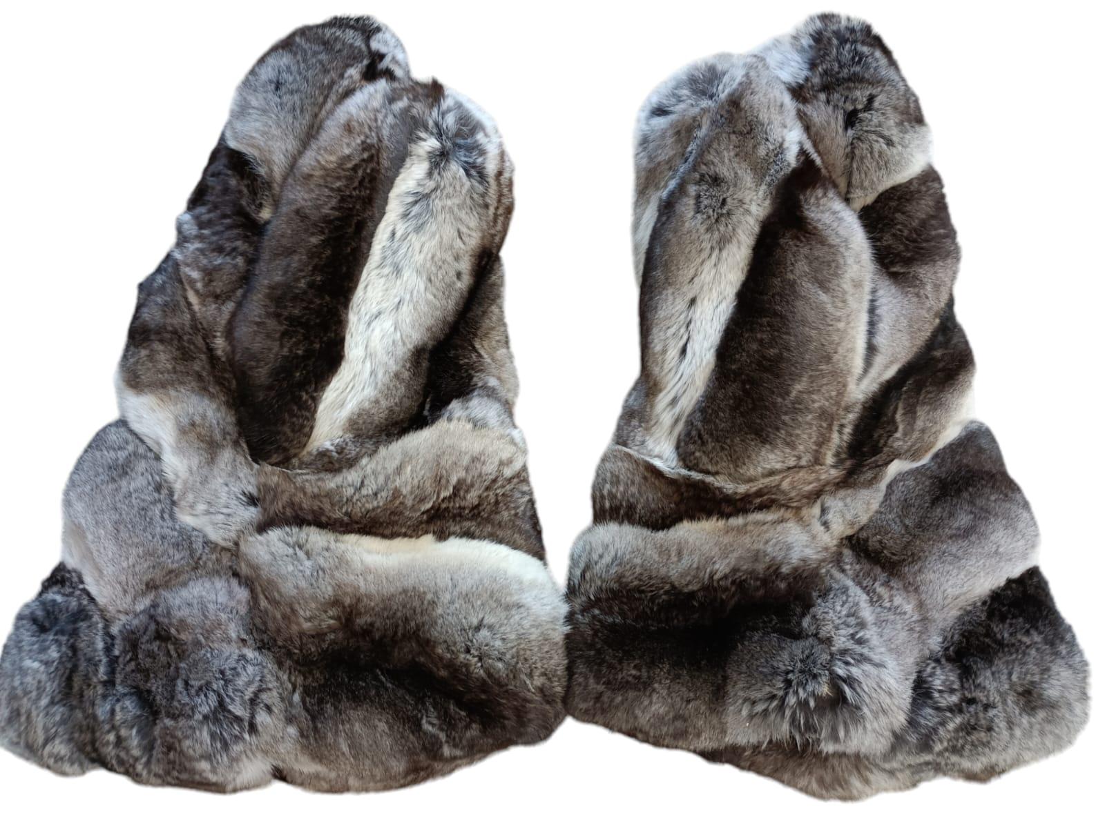 Women's or Men's Brand New Chinchilla Fur Mittens with Sheared Beaver Lining For Sale