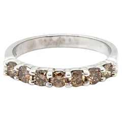 Nuevo anillo de boda de aniversario con diamantes de chocolate .65ct minado 14K blanco