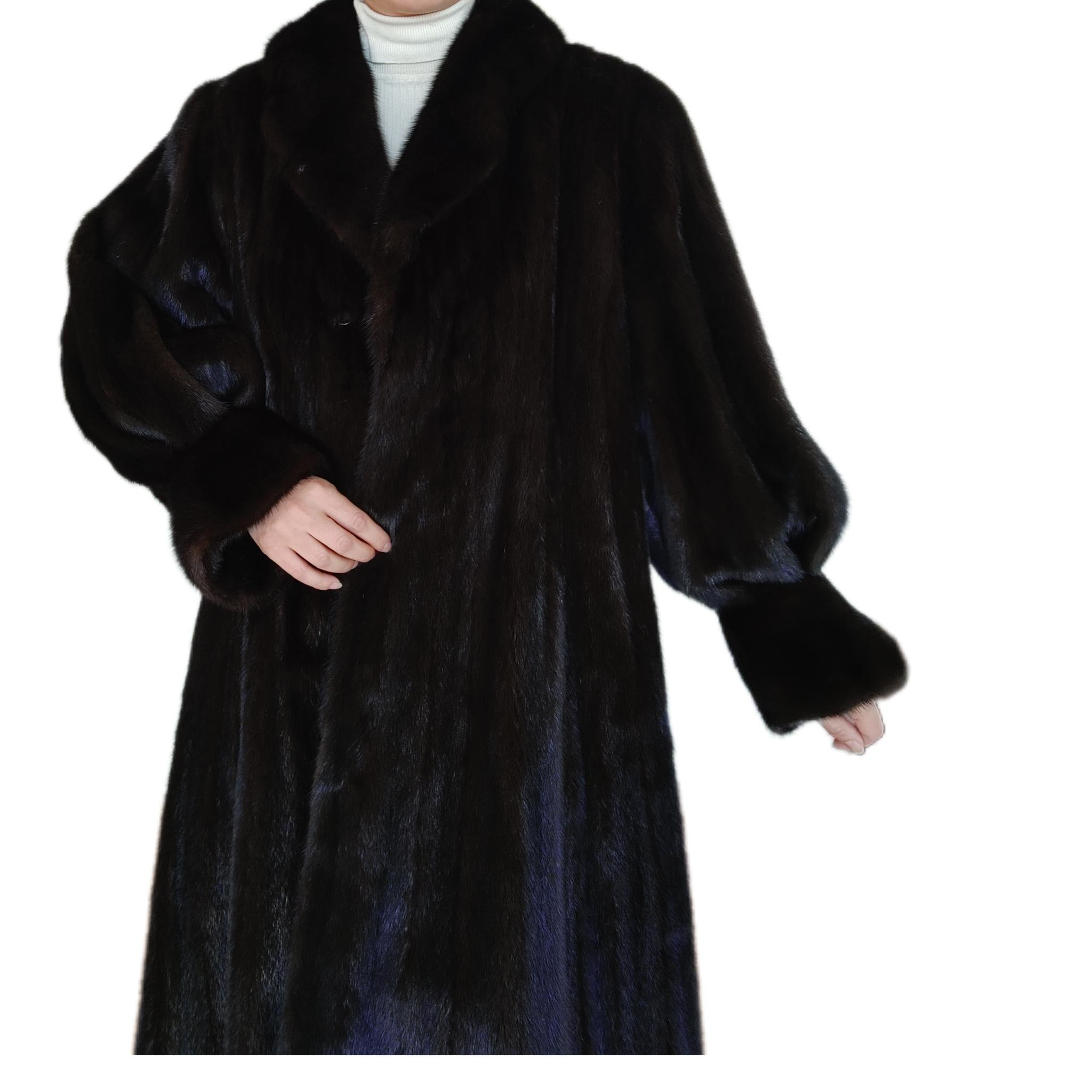 Brand New Christian Dior Black Mink Fur Swing Coat (Size XL 18-20) en vente 3