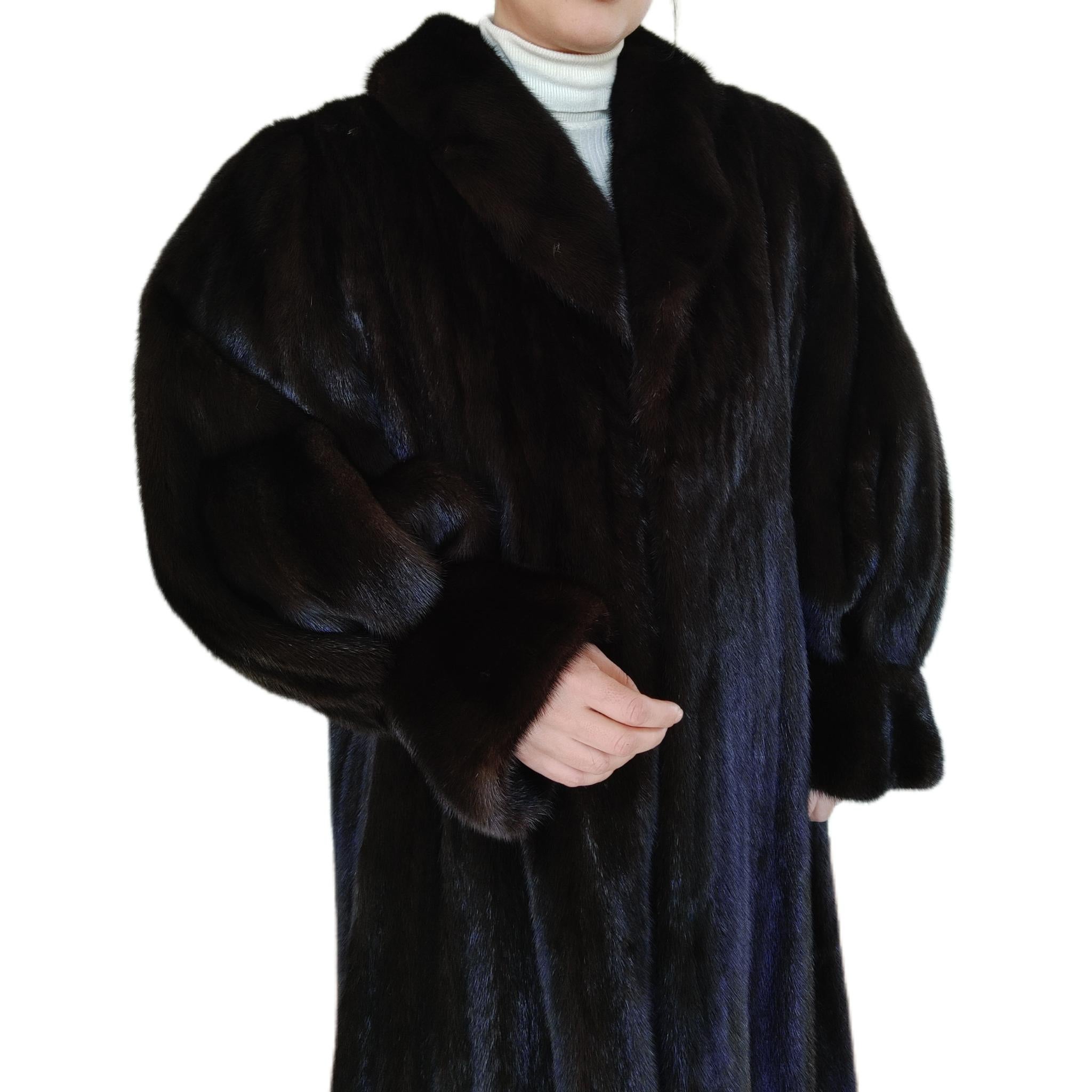 Brand New Christian Dior Black Mink Fur Swing Coat (Size XL 18-20) en vente 5