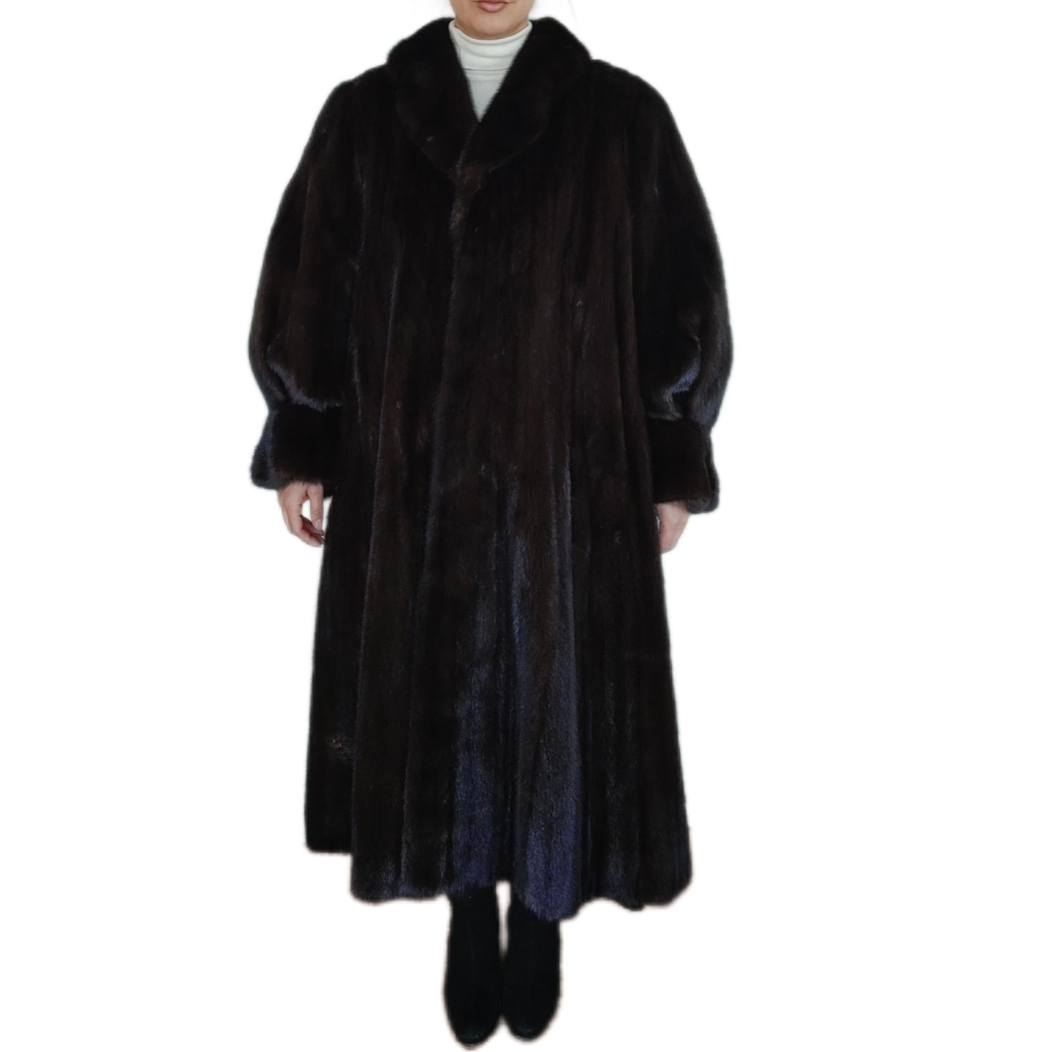 Brand New Christian Dior Black Mink Fur Swing Coat (Size XL 18-20) en vente 6