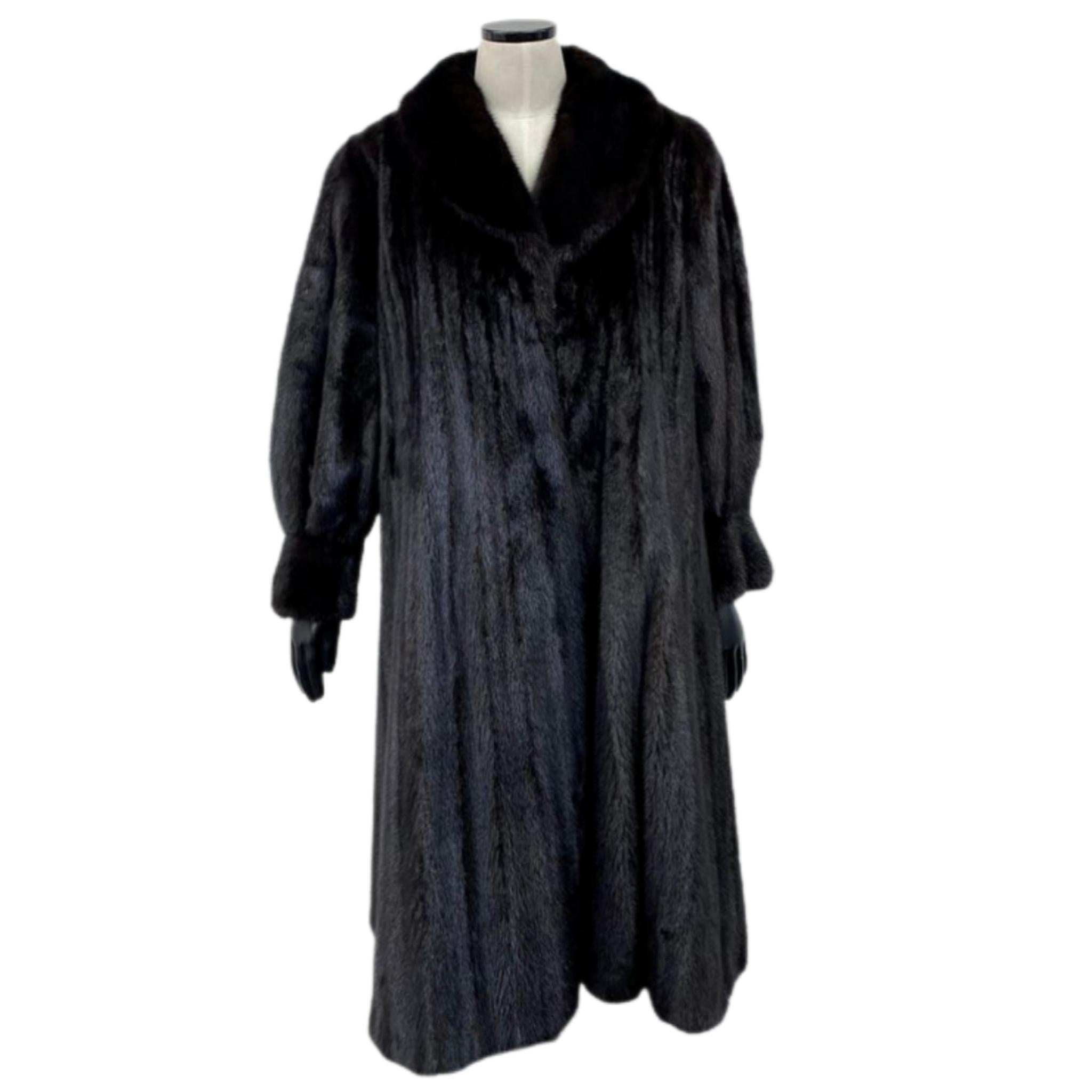 Brand New Christian Dior Black Mink Fur Swing Coat (Size XL 18-20) en vente 12