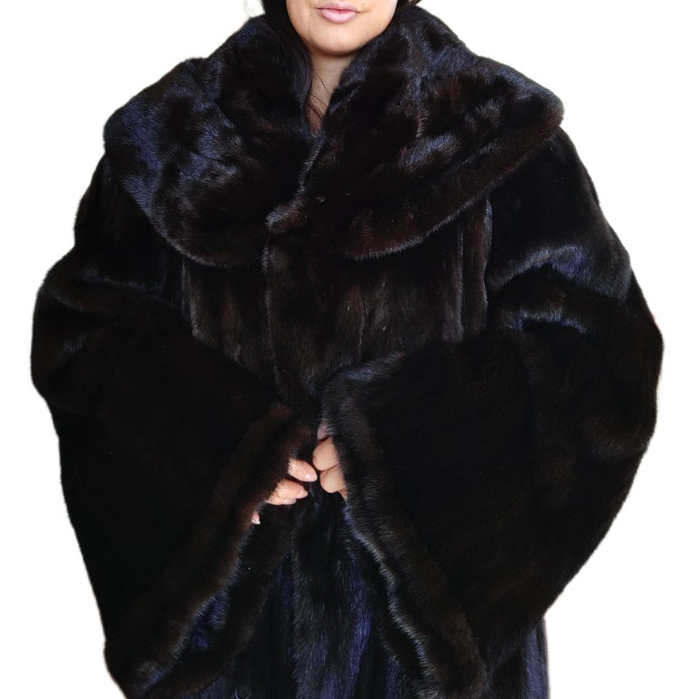 Brand New Christian Dior Black Mink Fur Swing Coat Size 24 2XL