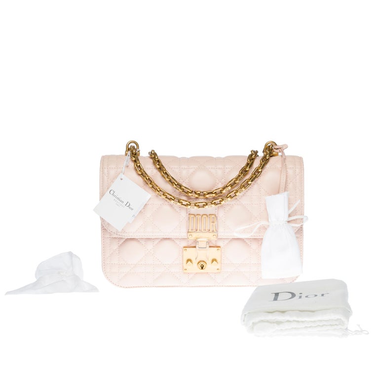 Beige Lambskin Embellished DiorAddict Flap Bag Mini
