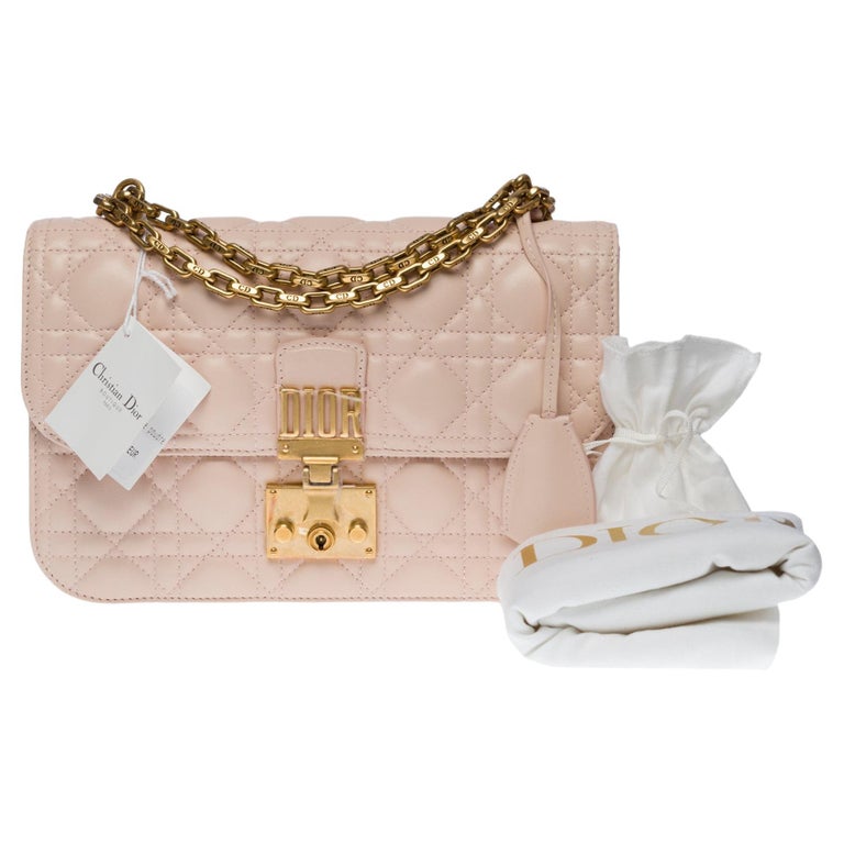 CHRISTIAN DIOR Leather Wallet on Chain Crossbody Bag Light Pink
