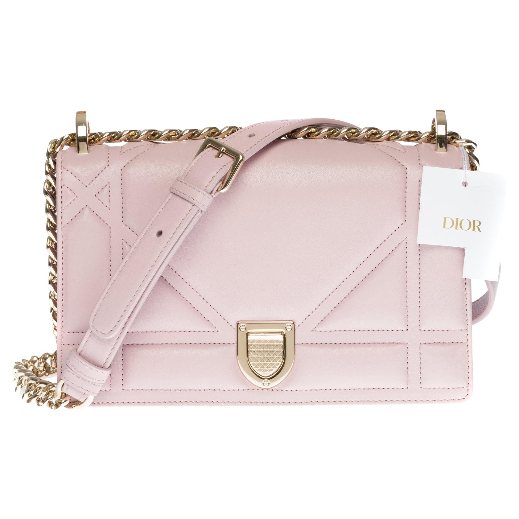 Like New Dior Diorama Flap Medium Pink Grained Calf SHW