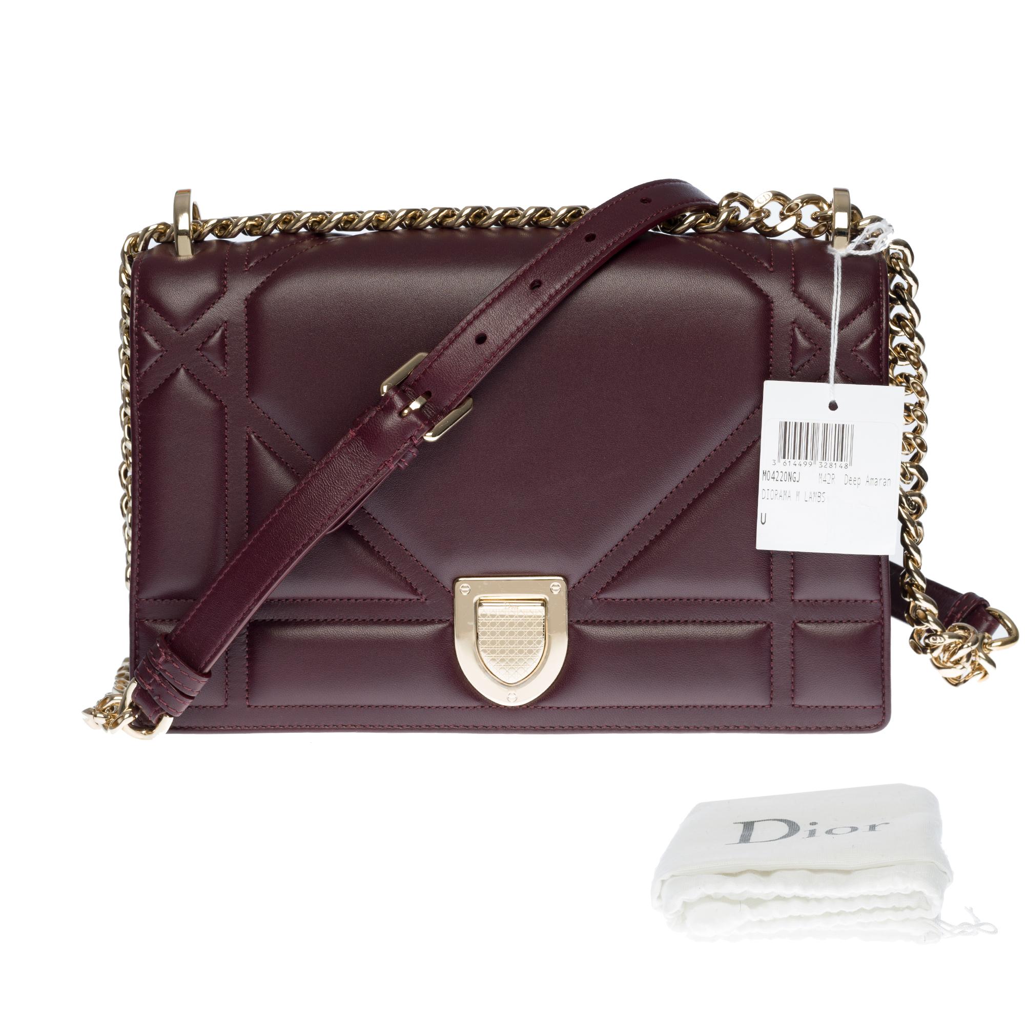 Brand New /Christian Dior Diorama Shoulder bag in Purple cannage leather, SHW 5