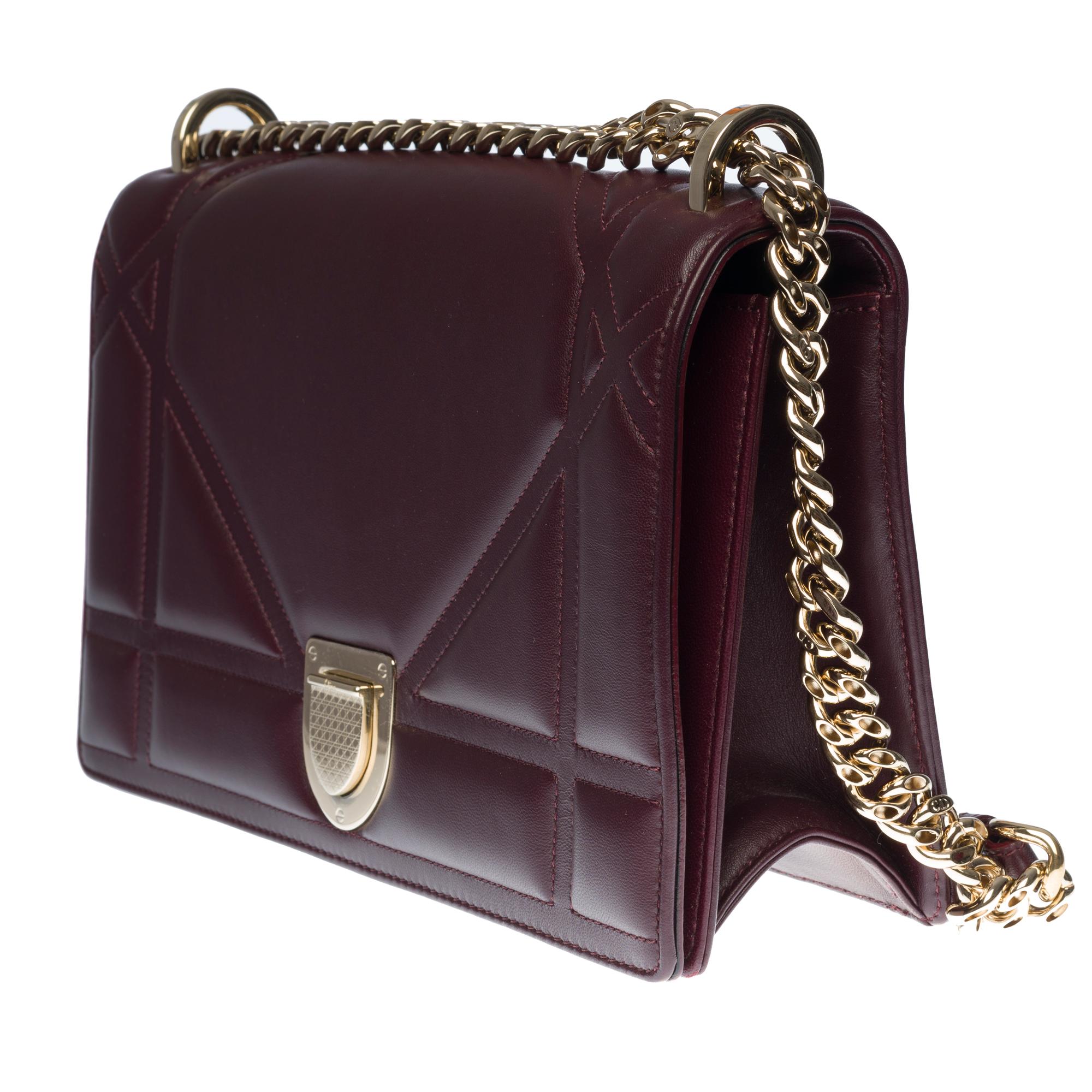 Black Brand New /Christian Dior Diorama Shoulder bag in Purple cannage leather, SHW