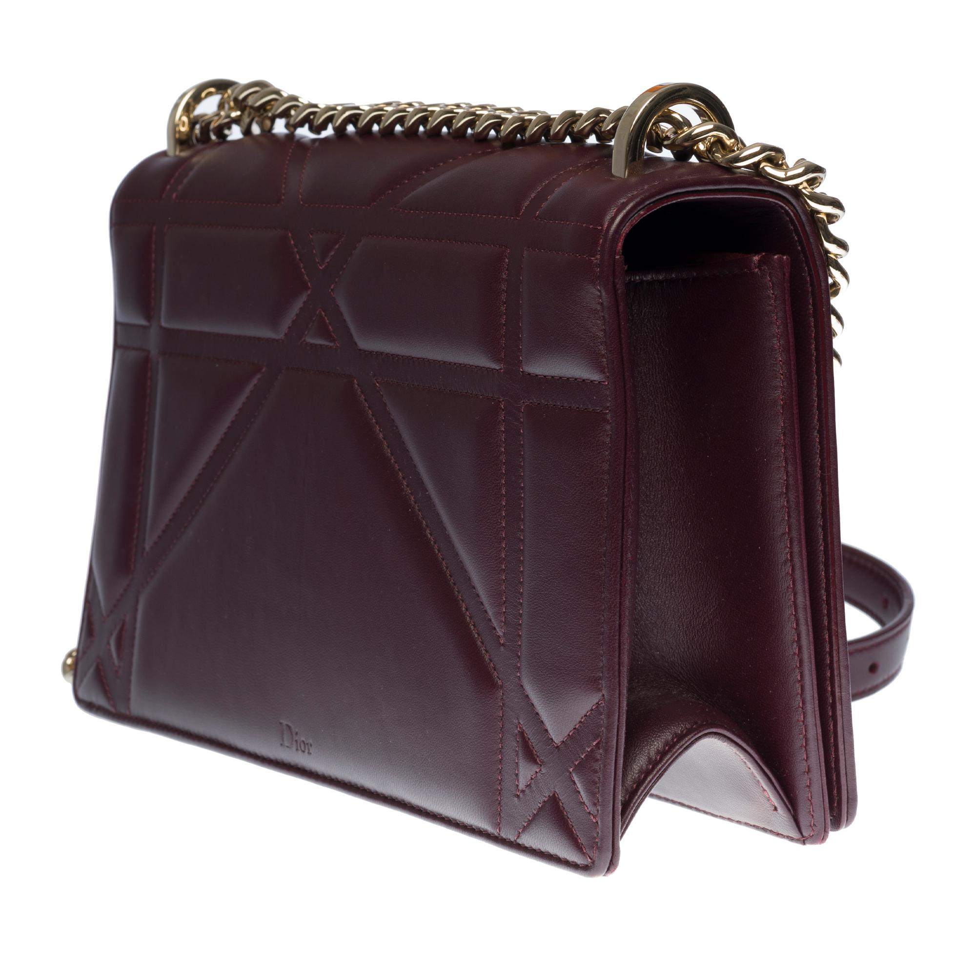Brand New /Christian Dior Diorama Shoulder bag in Purple cannage leather, SHW In New Condition In Paris, IDF