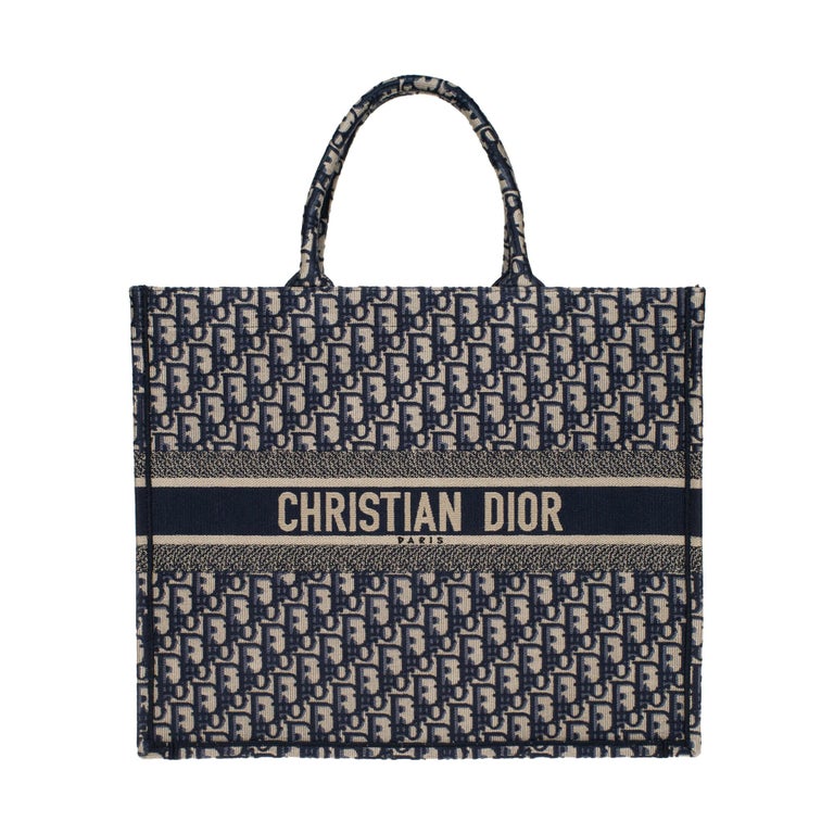 Brand New Christian Dior Book Tote bag GM in blue Monogram canvas For Sale at 1stdibs