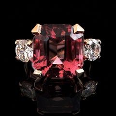 BRAND NEW Custom Made 14k Rose Gold Pink Tourmaline and Diamond Ring. 7.72TCW