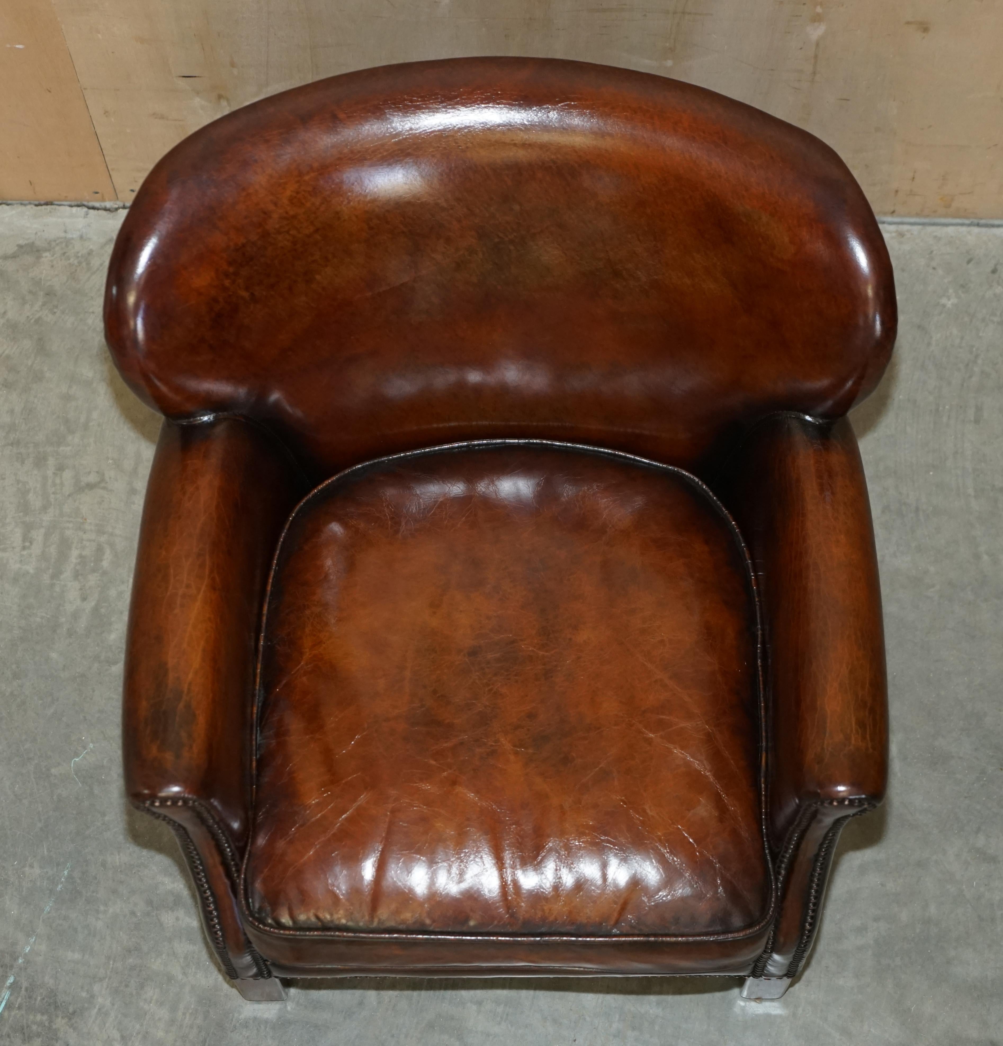 Brand New Custom Made Hand Dyed Heritage Cigar Brown Leather Club Armchair 8