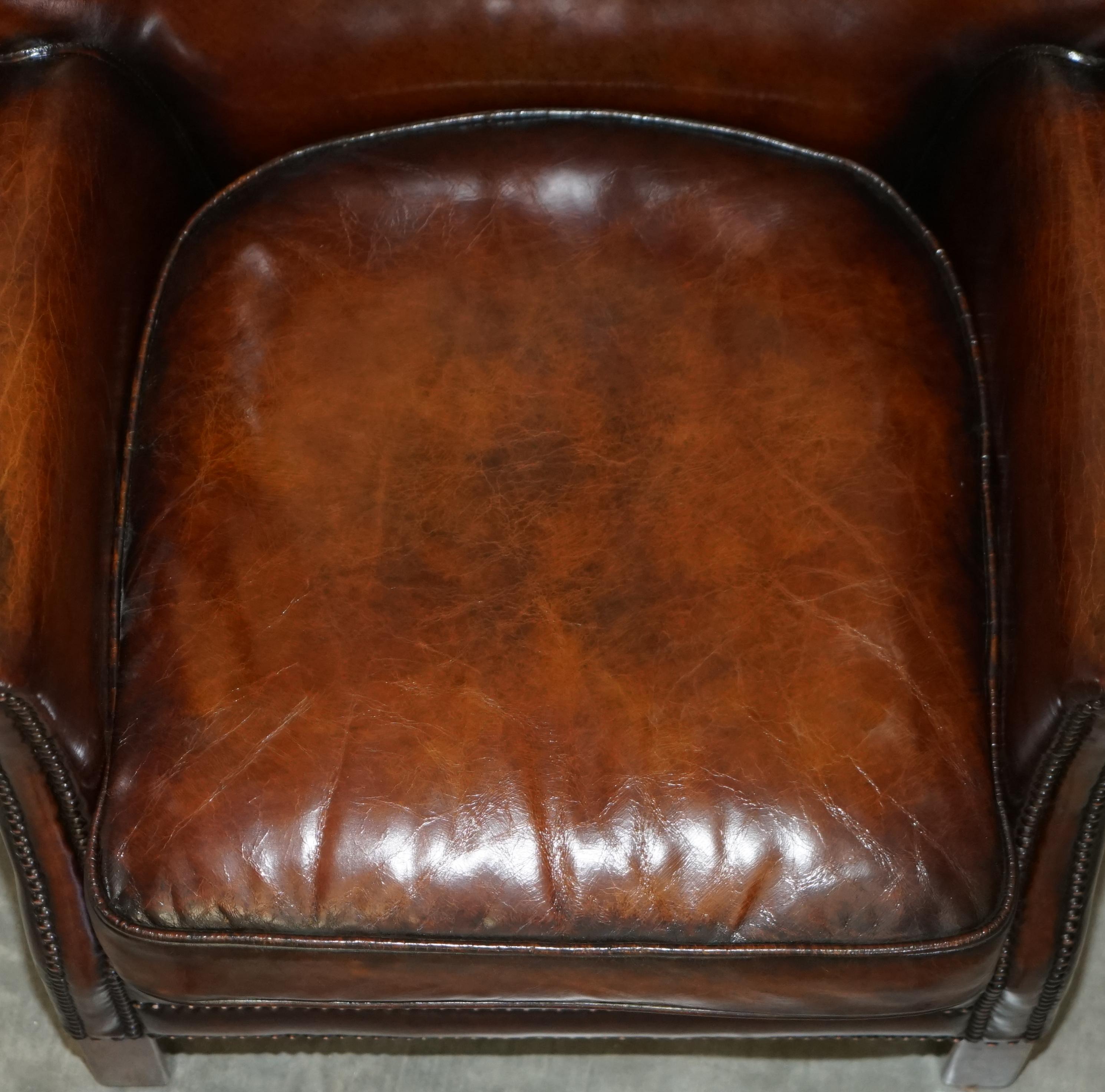 Brand New Custom Made Hand Dyed Heritage Cigar Brown Leather Club Armchair 9