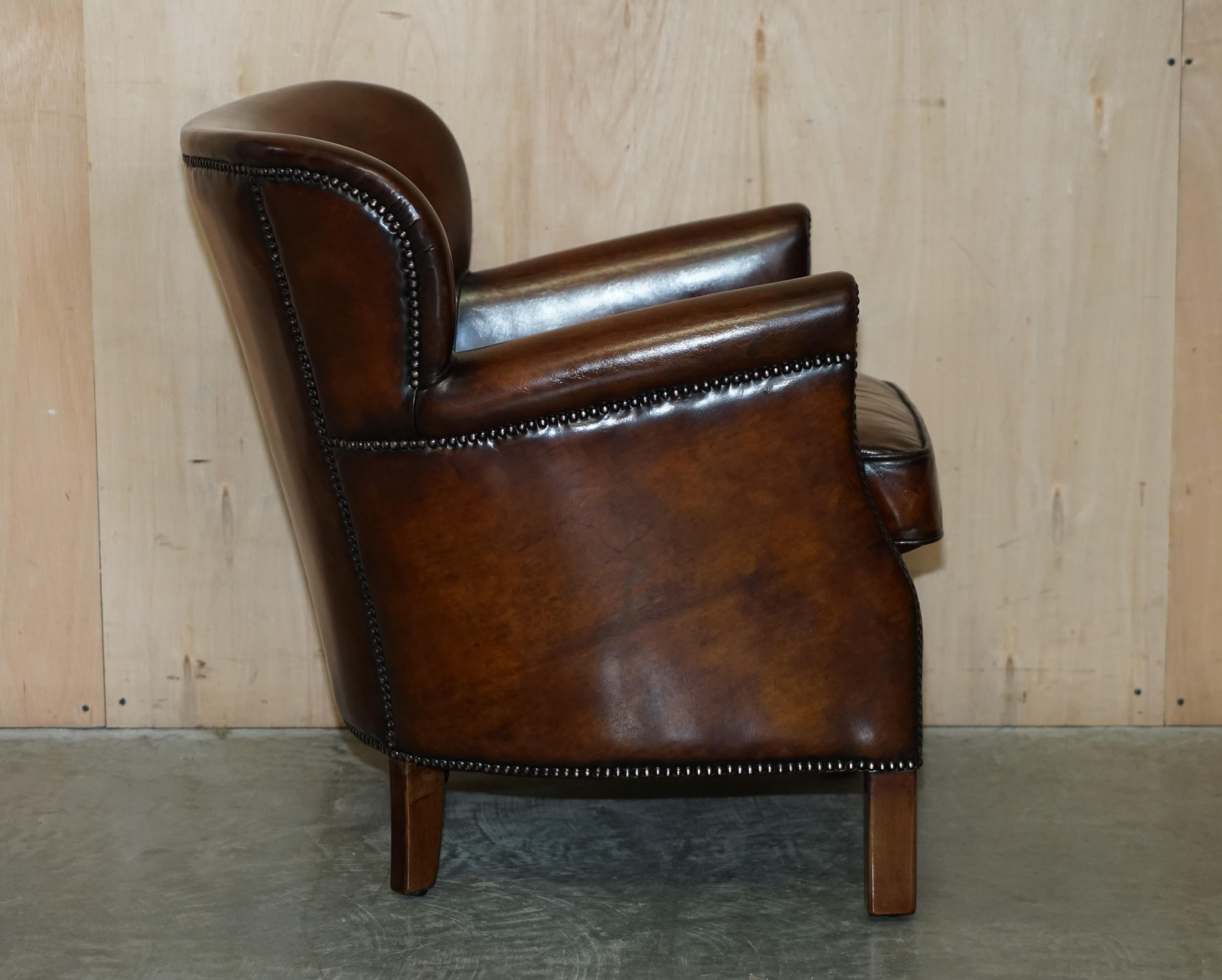 Brand New Custom Made Hand Dyed Heritage Cigar Brown Leather Club Armchair 10