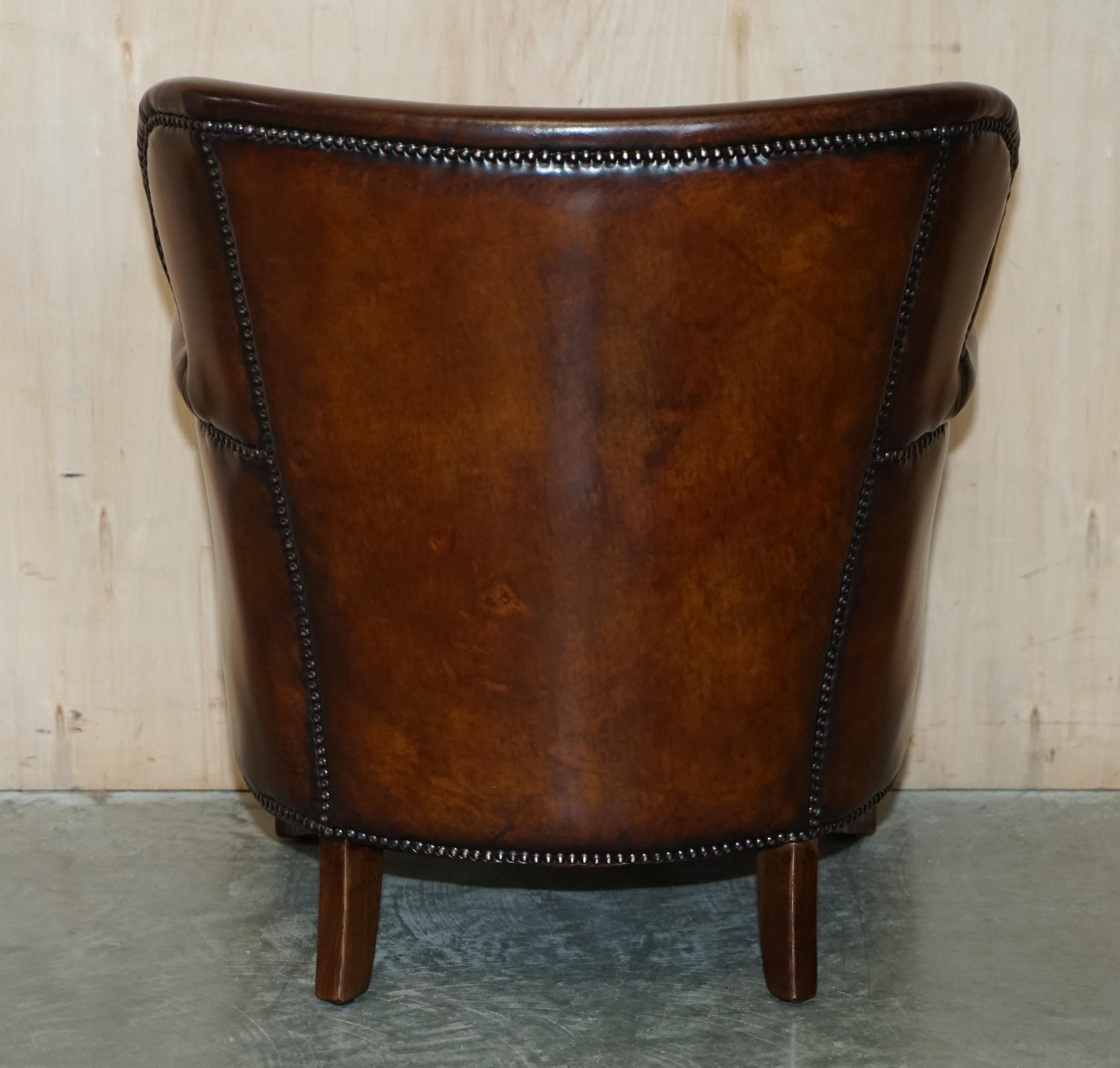 Brand New Custom Made Hand Dyed Heritage Cigar Brown Leather Club Armchair 11