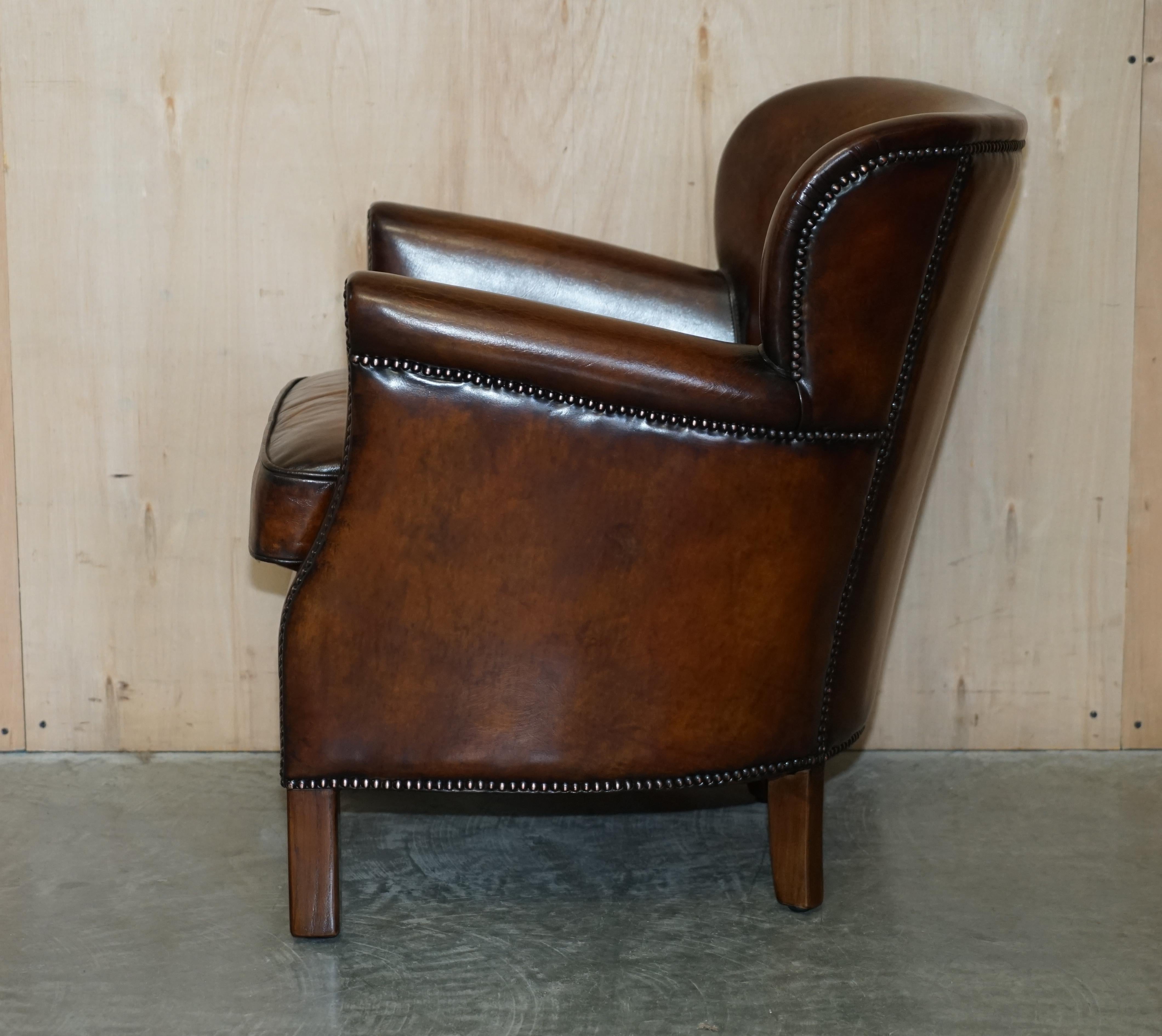 Brand New Custom Made Hand Dyed Heritage Cigar Brown Leather Club Armchair 12