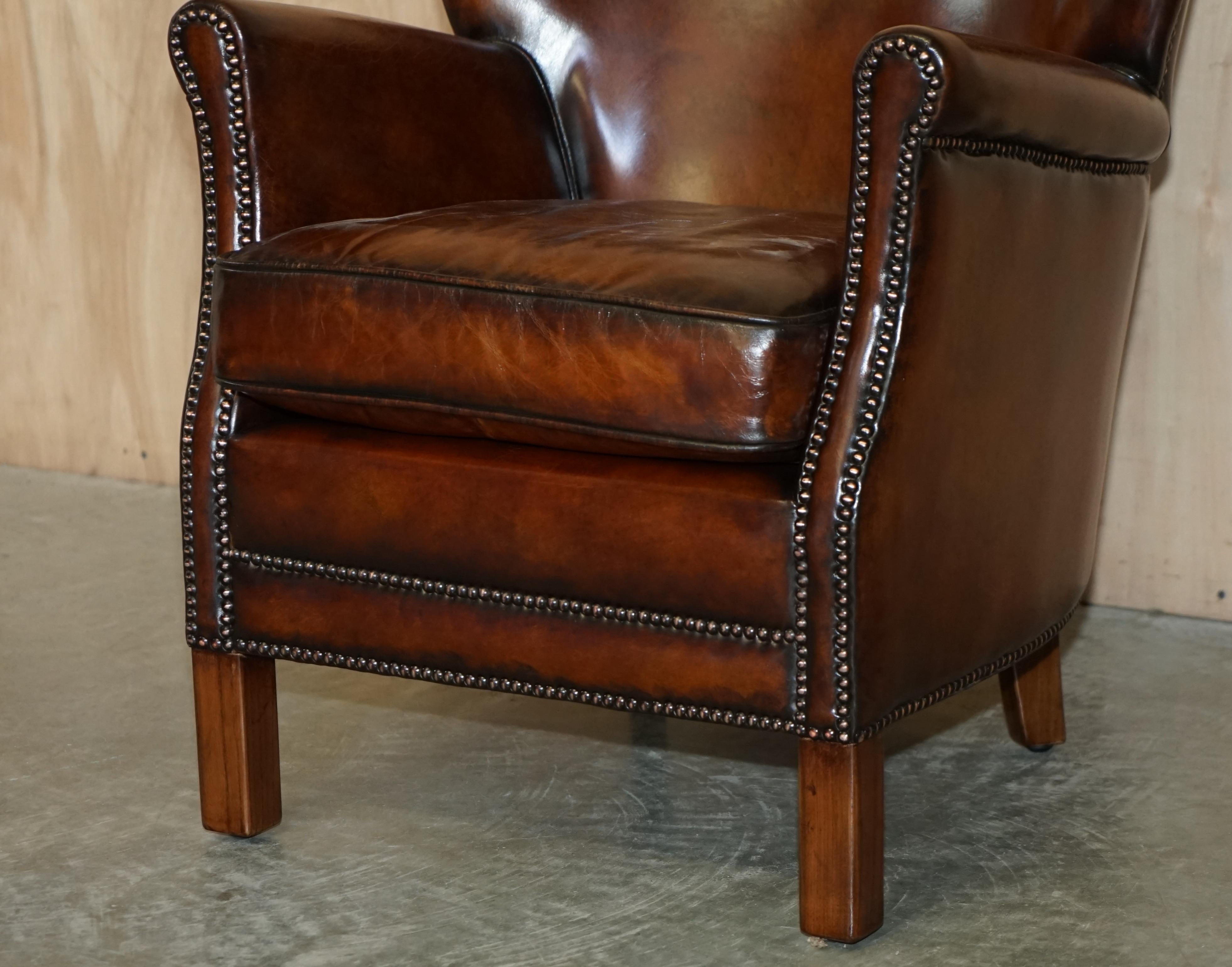 English Brand New Custom Made Hand Dyed Heritage Cigar Brown Leather Club Armchair