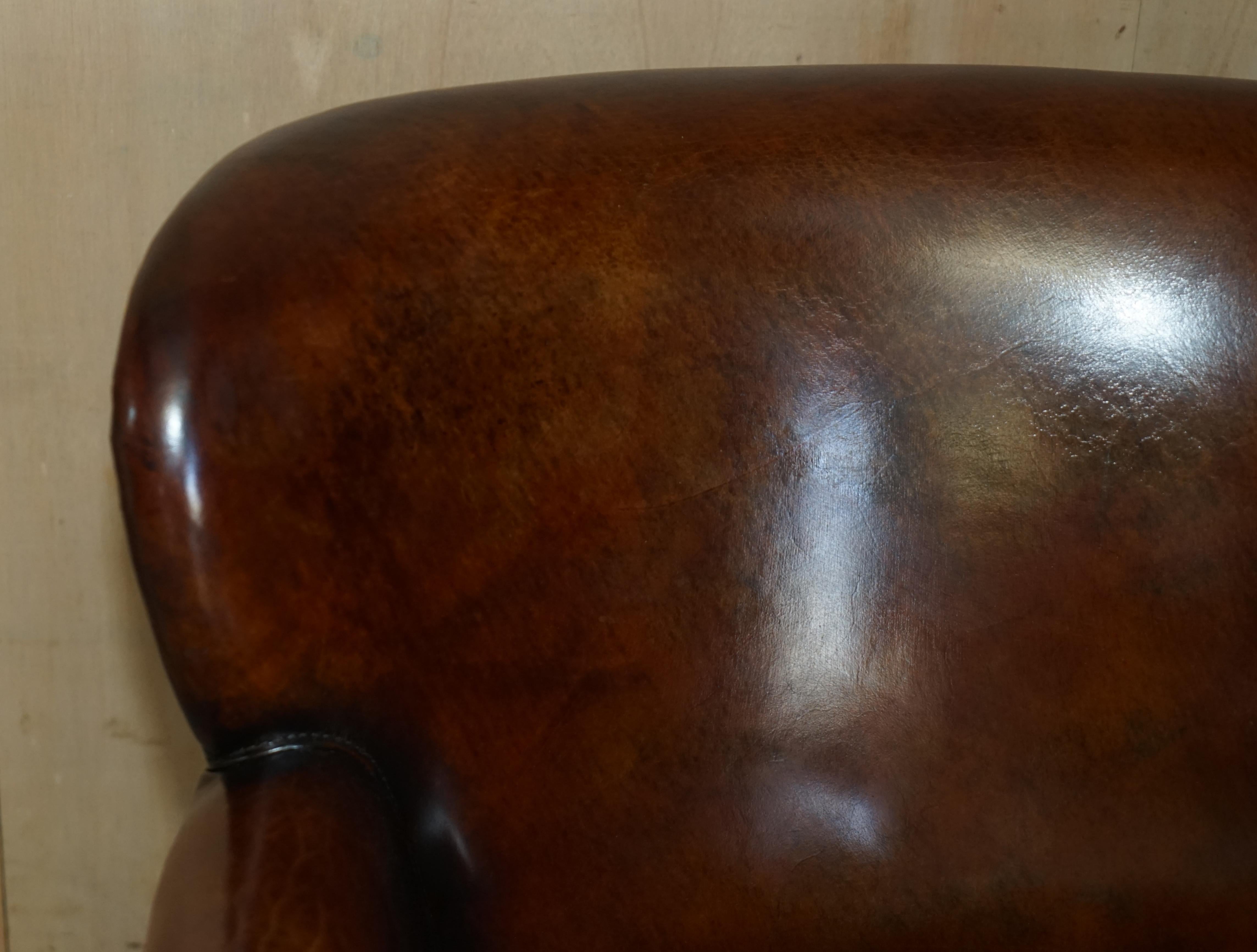 Hand-Crafted Brand New Custom Made Hand Dyed Heritage Cigar Brown Leather Club Armchair