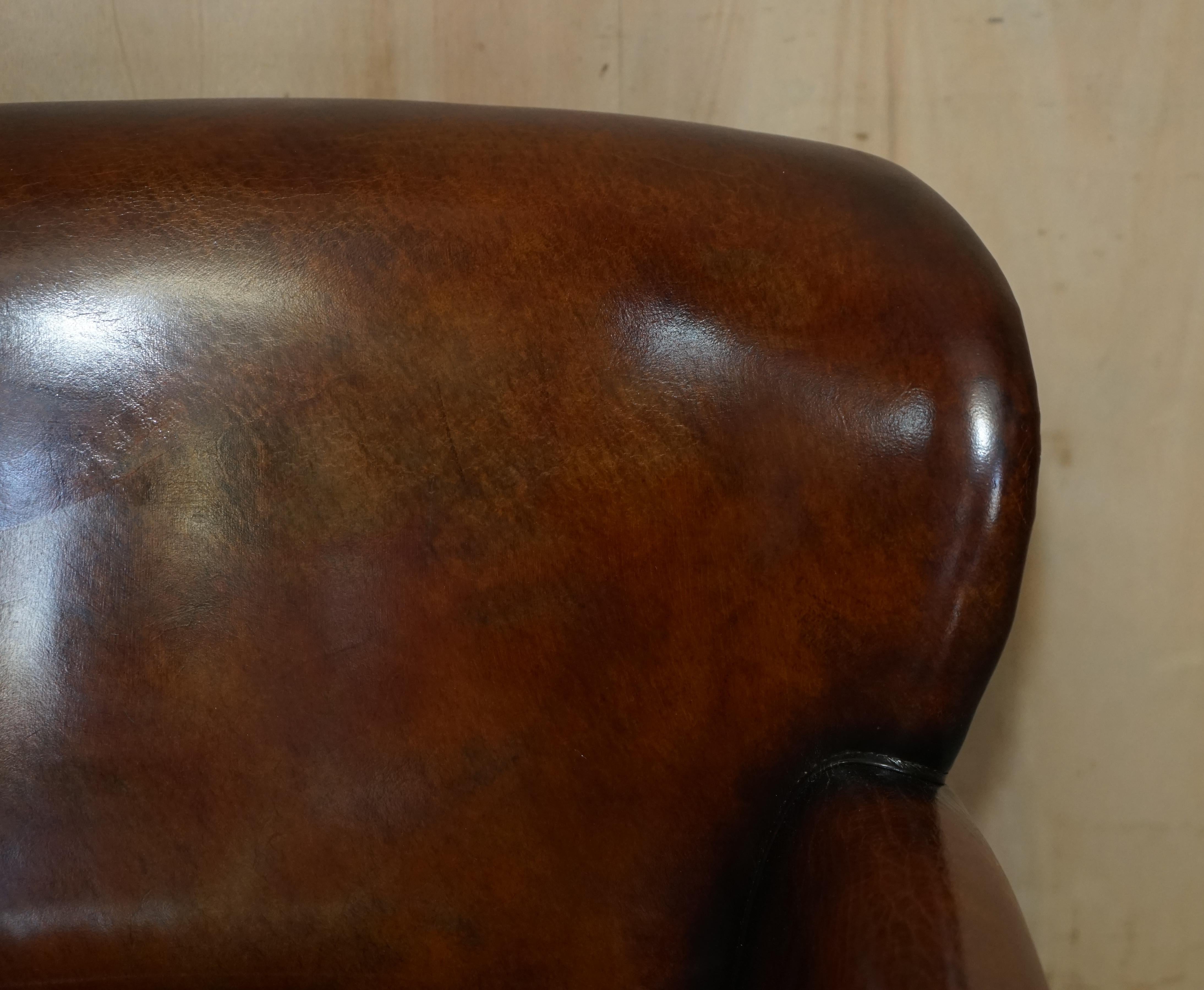 Contemporary Brand New Custom Made Hand Dyed Heritage Cigar Brown Leather Club Armchair