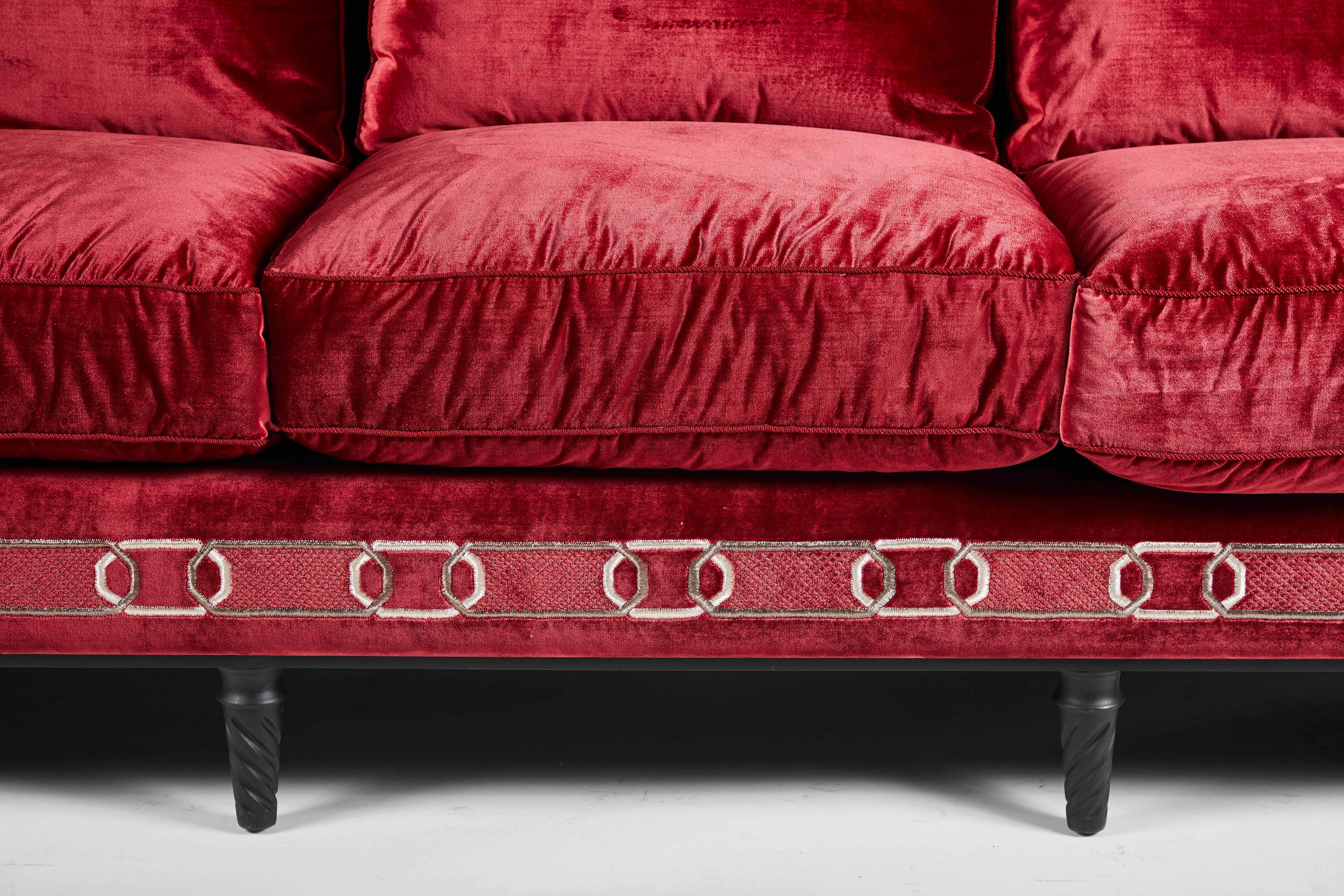 custom velvet sofa