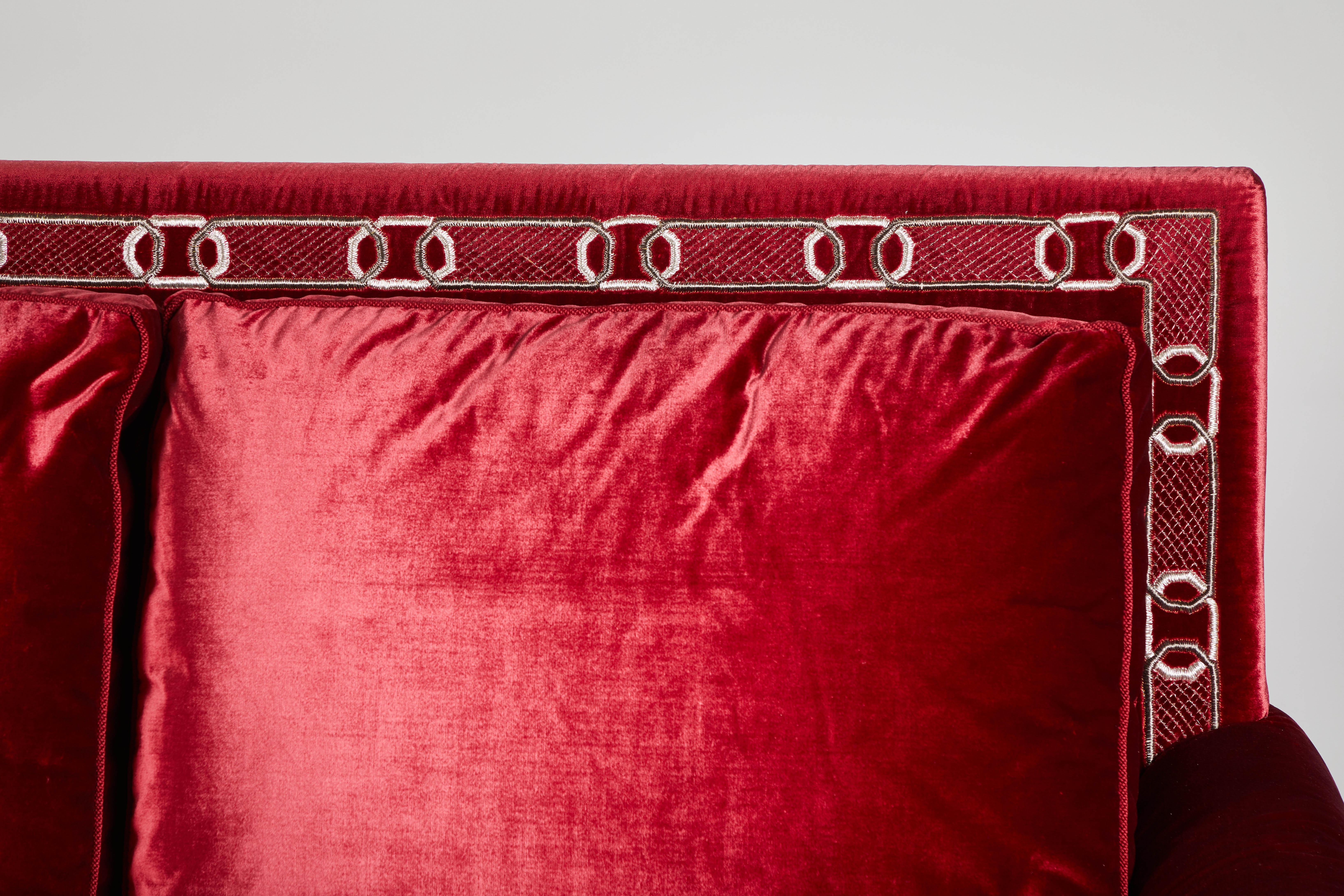 American Brand New Custom Sofa in Silk Velvet For Sale