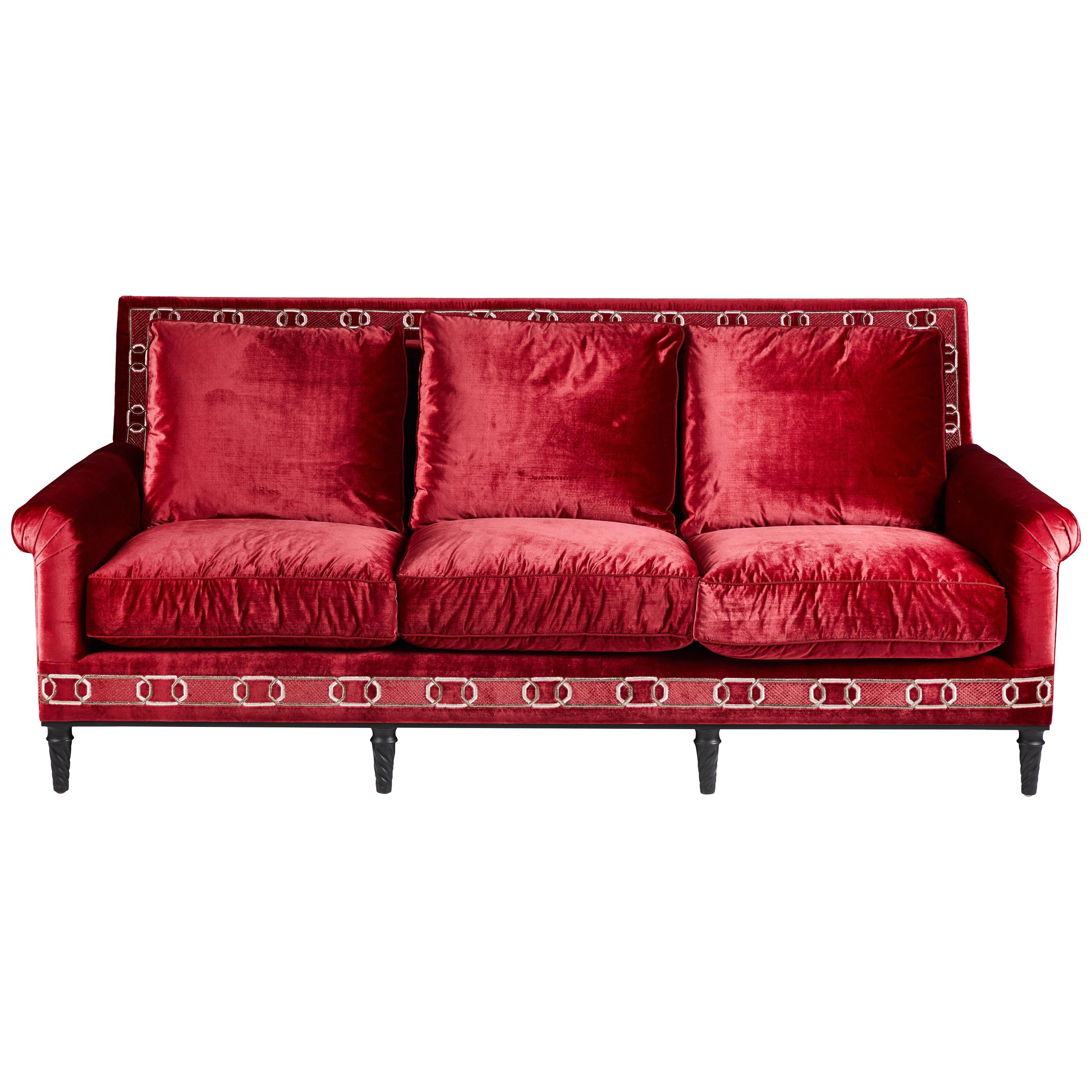 Brand New Custom Sofa in Silk Velvet For Sale
