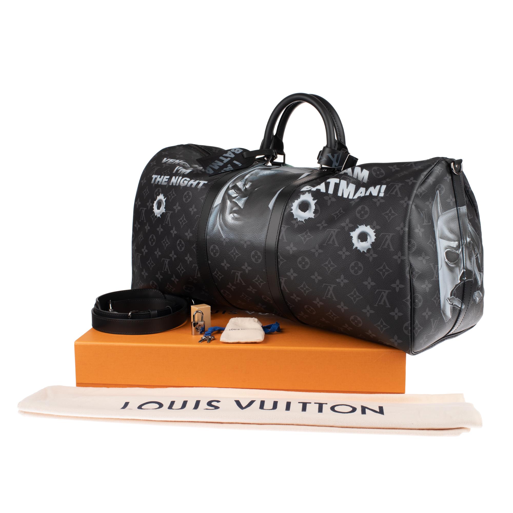 Brand New Customized BATBAG :  Louis Vuitton Keepall 55 Eclipse strap! 8