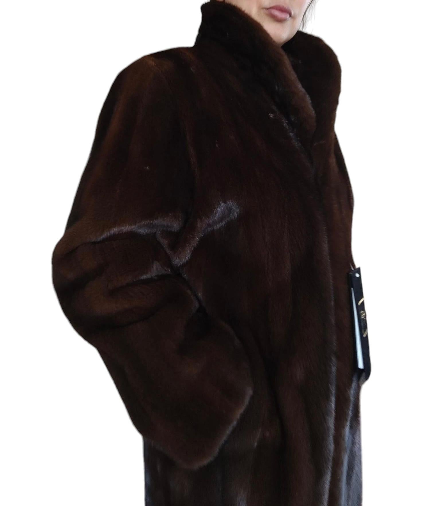 Brand new demi buff female mink fur coat size S 8 For Sale 1