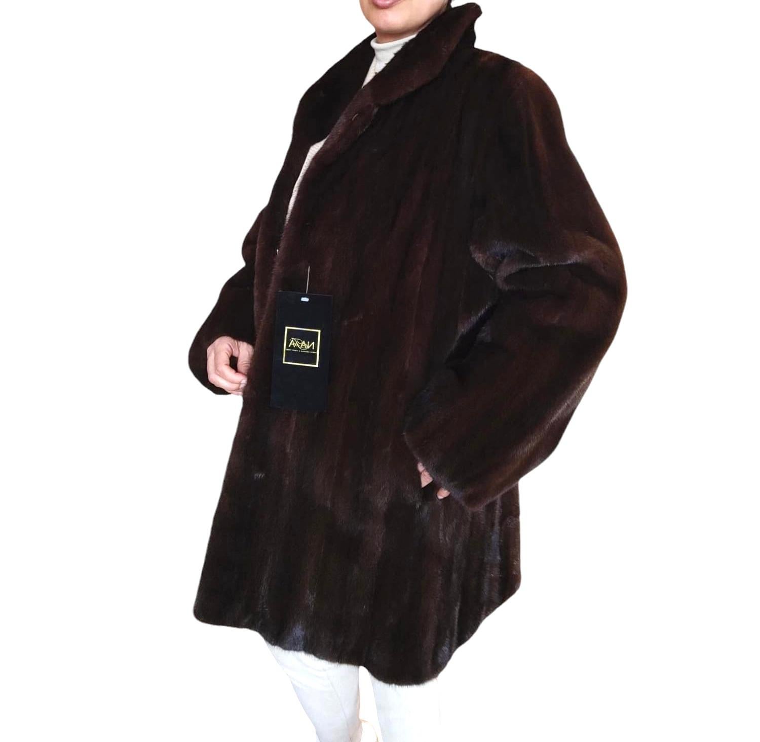 Brand new demi buff female mink fur coat size S 8 For Sale 3