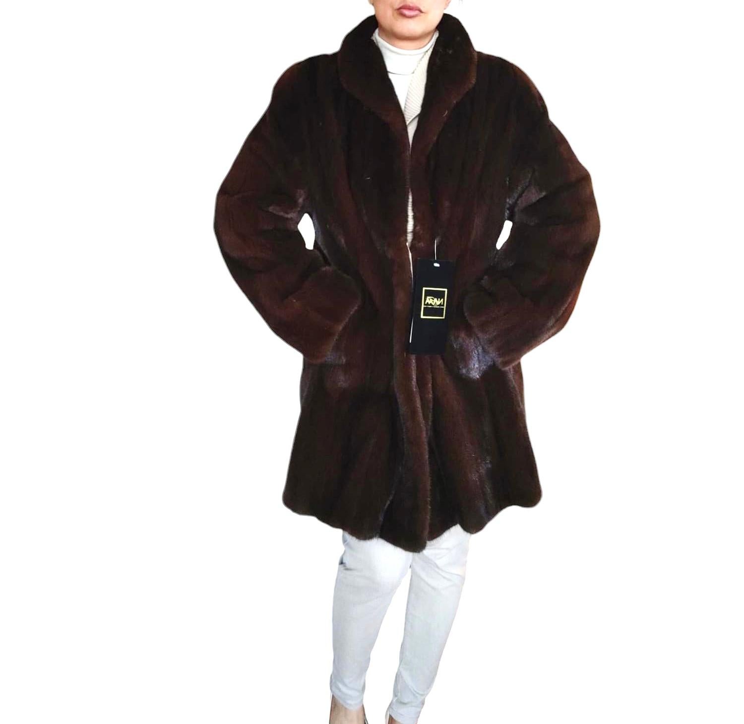 Brand new demi buff female mink fur coat size S 8 For Sale 4