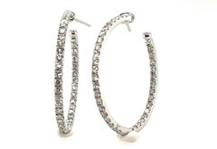 BRAND NEW Diamond Hoop Earrings 1.96ct 14K White Gold 2ct Hoops