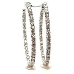 BRAND NEW Diamond Hoop Earrings 1.96ct 14K White Gold 2ct Hoops
