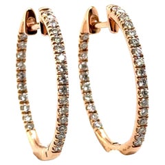 Brandneue Diamant-Reifen-Ohrringe Mined Round Brilliant .50ct 14K Rose Gold