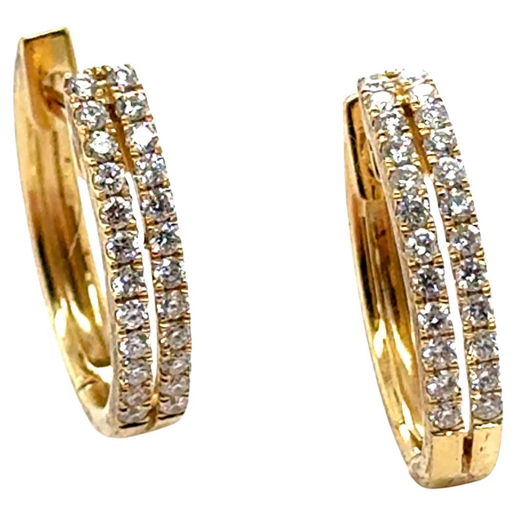 Pendientes de aro Huggie de diamantes nuevos RBC minado .50ct Oro amarillo de 14 quilates