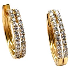 Pendientes de aro Huggie de diamantes nuevos RBC minado .50ct Oro amarillo de 14 quilates