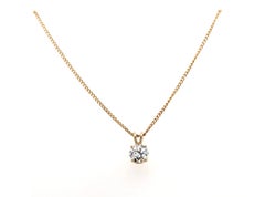 BRAND NEW Diamond Solitaire Pendant Necklace .58ct Mined D-E VS RBC 14K Yellow G
