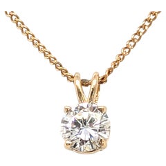 BRAND NEW Diamond Solitaire Pendant Necklace .58ct Mined D-E VS RBC 14K Yellow G