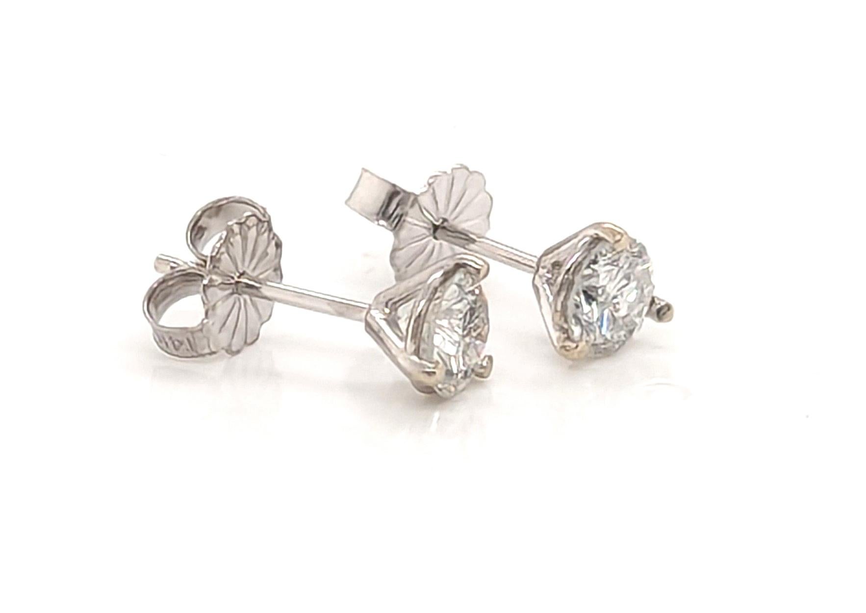 Taglio rotondo Nuovissimi orecchini con diamante Mined 1ct Round Brilliante Cut 14K Pushback in vendita
