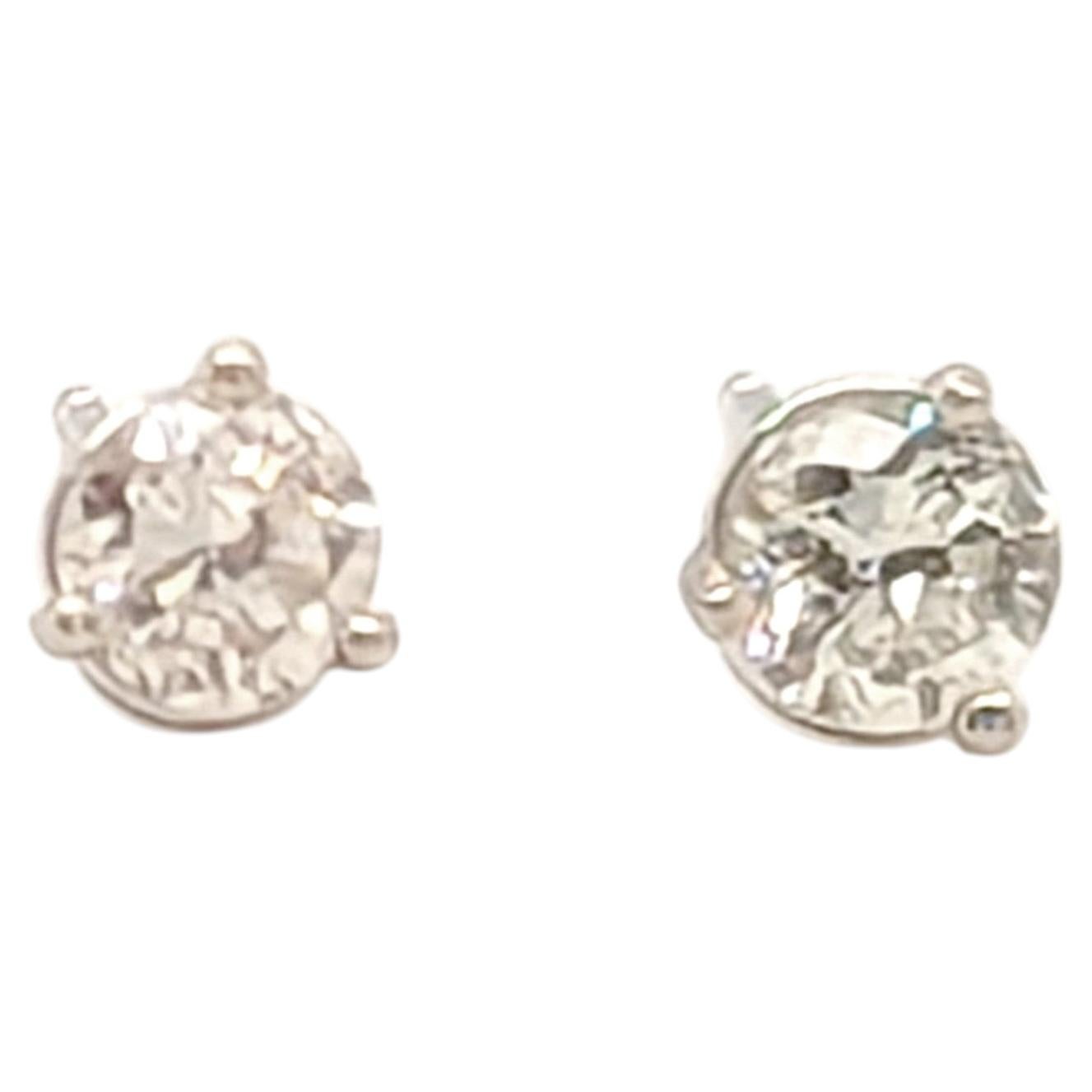 Brand New Diamond Stud Earrings Mined .53ct I SI 14K White Gold Pushback