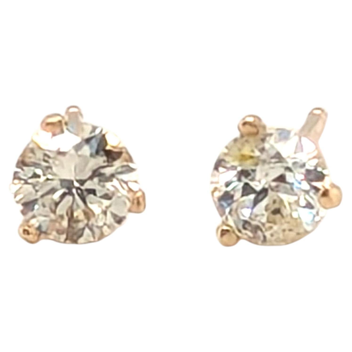 Brand New Diamond Stud Earrings Mined .60ct I SI 14K Yellow Gold Pushback