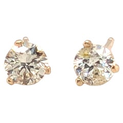 Boucles d'oreilles à clous neuves, diamants extraits de 0,60 ct, I, SI, en or jaune 14 carats, à fermeture à pression