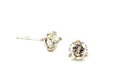 Brand New Diamond Stud Earrings Mined .69ct RBC Martini 14K White Gold Pushback