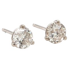 Brand New Diamond Stud Earrings Mined .75ct F SI Martini 14K White Gold Pushback