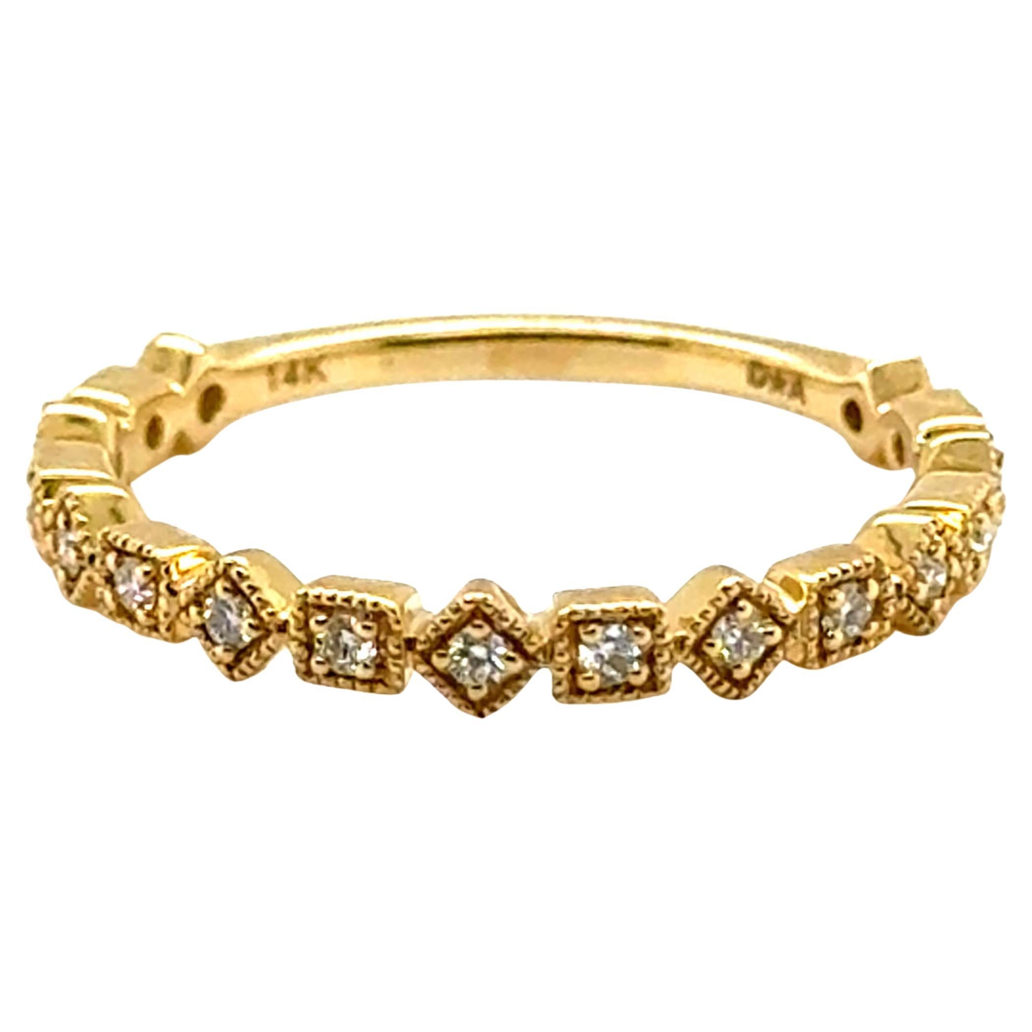 Anillo de boda de diamantes nuevo Anillo de aniversario Mined D-F VS 14K Oro amarillo en venta