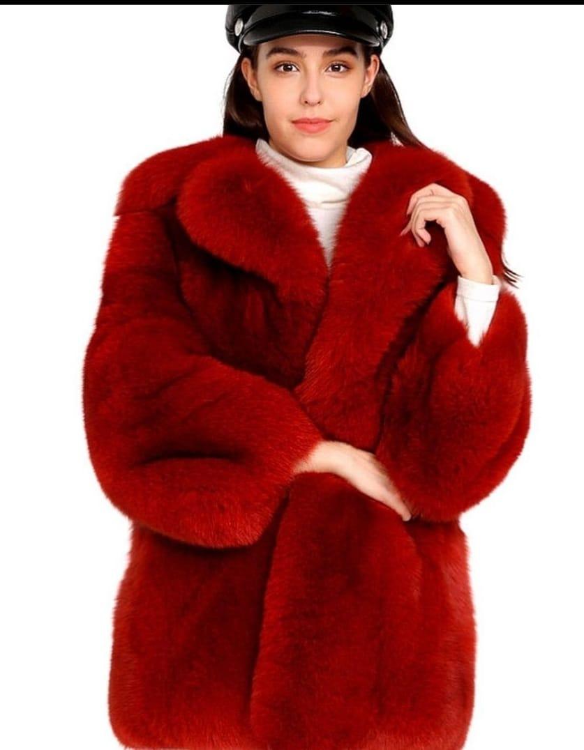 Brand new dyed red fox fur coat M For Sale at 1stDibs